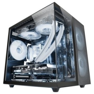 caja microatx cube gaming mars gaming mcnovam negra doble panel de cristal templado doble camara rej