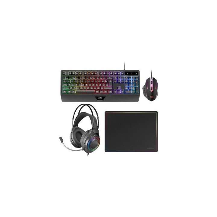 teclado mouse headset y alfombrilla mars gaming mcp124proes h mech rgb 3200dpi negro