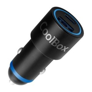cargador de coche coolbox 48w 1xusb c 1xusb a color negro