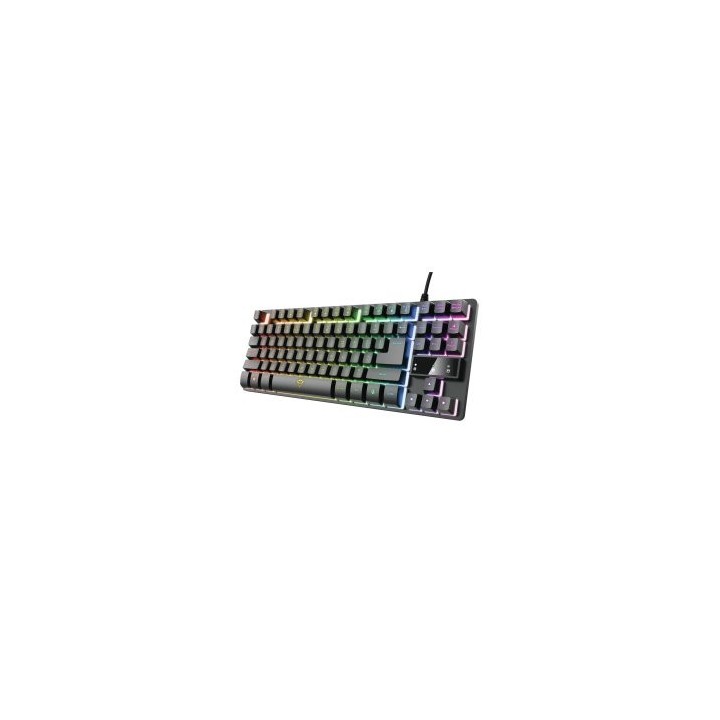 teclado trust gaming gxt 833 thado metalico compacto iluminacion led multicolor anti ghosting 12 tec