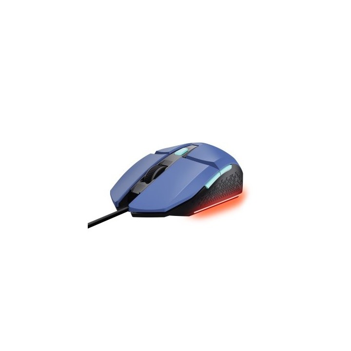 mouse trust gaming rgb gxt 109bl felox 25067 color azul iluminacion led 6 botones cable 150cm