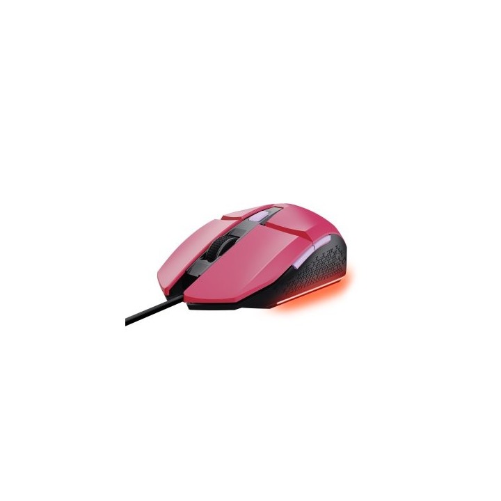 mouse trust gaming rgb gxt 109p felox 25068 color rosa iluminacion led 6 botones cable 150cm