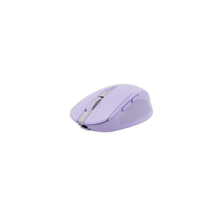 mouse trust wireless y bluetooth ozaa 25384 morado recargable  sensor optico   6 botones   800/1600/
