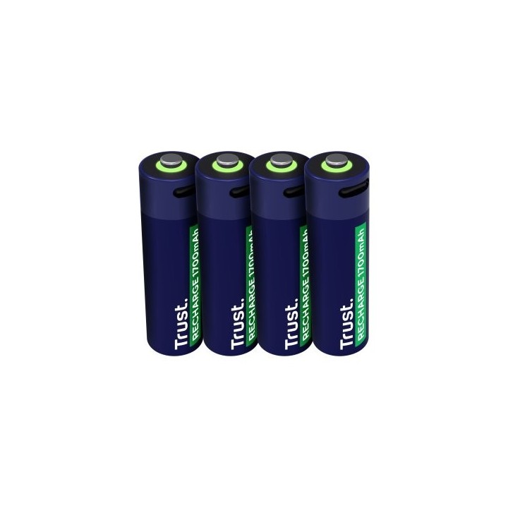 pilas aa recargable trust usb c 1700 mah pack 4 unidades 25631