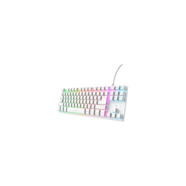 teclado trust gxt 833 thado compacto usb 2.0 cable 1.5m iluminacion rgb color blanco