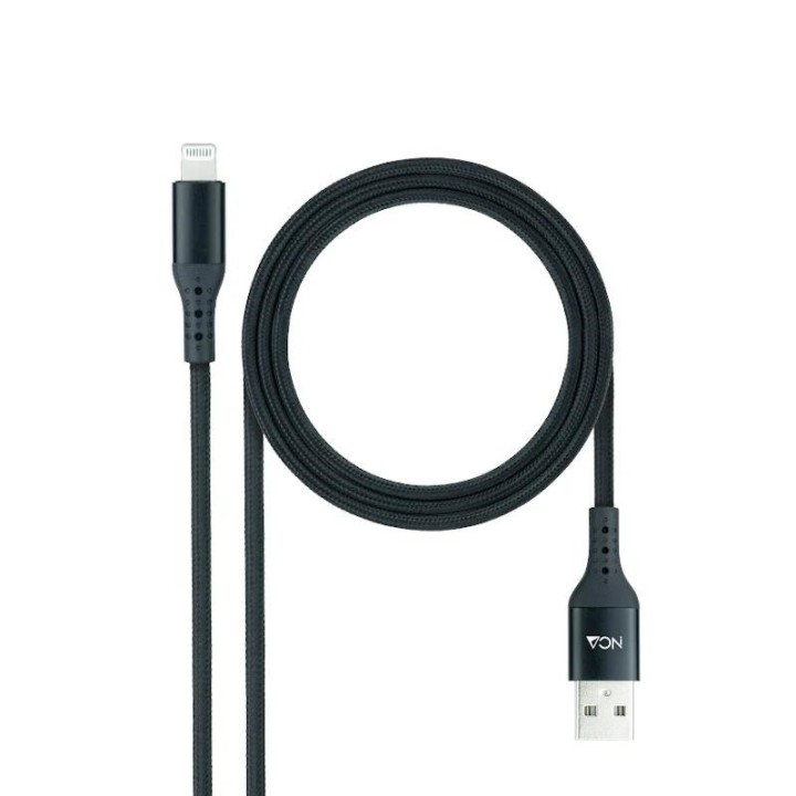 nanocable cable lightining usb a/m, negro, 1 m