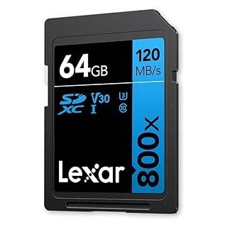 lexar lexar 64gb professional 800x pro sdxc uhs i cards,  up to 150mb/s read, c10 v30 u3