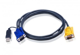 aten aten cable kvm usb con sphd 3 en 1 y conversor ps/2 a usb integrado de 3 m  2l 5203up