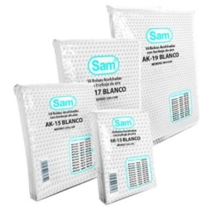 sam paquete 10 bolsas air bag autoadhesiva acolchada ak 20 blanco medida interior 350x470 sam 146179