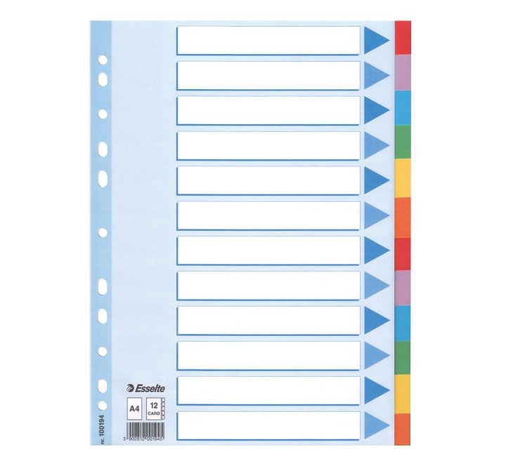 separad. esselte carton ind. color a4 112pos.