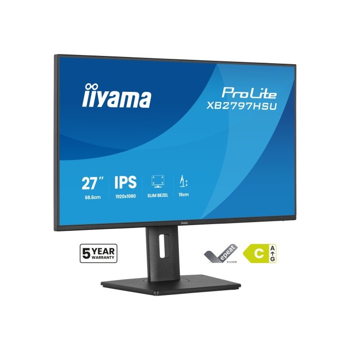 iiyama monitor iiyama pantalla para pc 68,6 cm  27"  1920 x 1080 pixeles full hd led panel ips ajust
