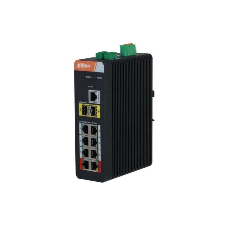 (dh-is4210-8gt-120) dahua switch industrial l2 gestionable poe 2.0 watchdog 8 puertos + 2 gigabit sf