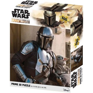 prime 3d puzle lenticular prime 3d 500 piezas the mandalorian el mandaloriano mando & grogu