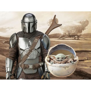 prime 3d puzle lenticular prime 3d 500 piezas the mandalorian el mandaloriano mando & grogu en capsu
