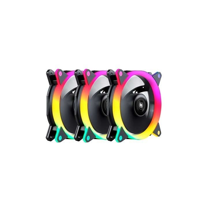 kit 3xventiladores unykach ring led argb 120mm 7 aspas