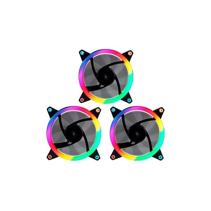 kit 3xventiladores unykach ring led argb 120mm 7 aspas