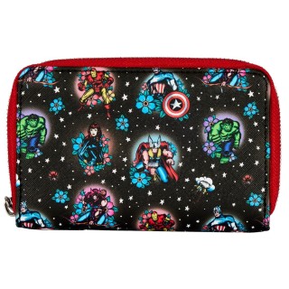 loungefly cartera monedero loungefly funko marvel avengers tattoo zip around wallet