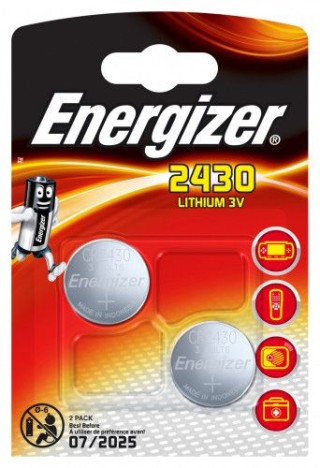 blister 2 pilas de boton modelo cr2430 energizer e300830301