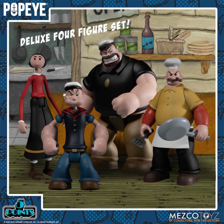 mezco toyz set 4 figuras mezcotoys popeye box 10 cm popeye 5 points