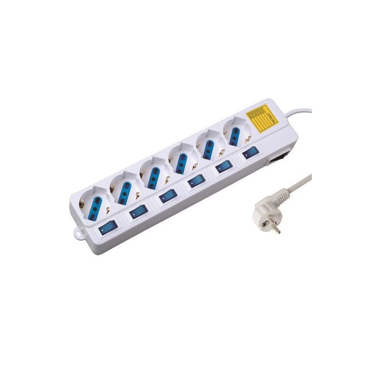 ewent ew3932 limitador de tension blanco 6 salidas ac 1,5 m