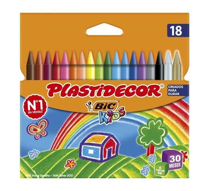 estuche 18 ceras bic plastidecor stdo