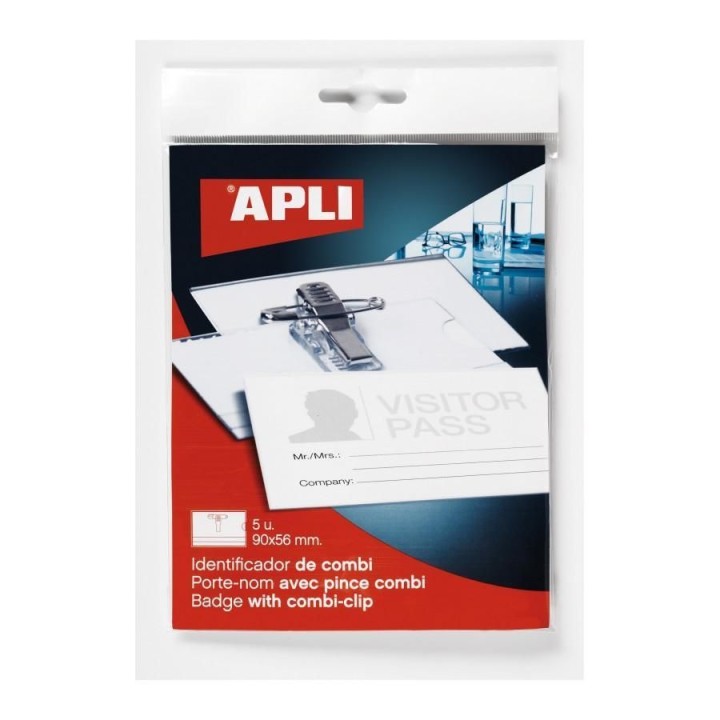 b. 5 identific. apli c/pinza+alfiler 90x56mm