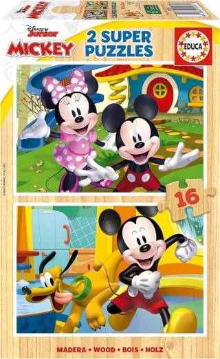 puzzle educa mickey 2x16 pz. madera 19287