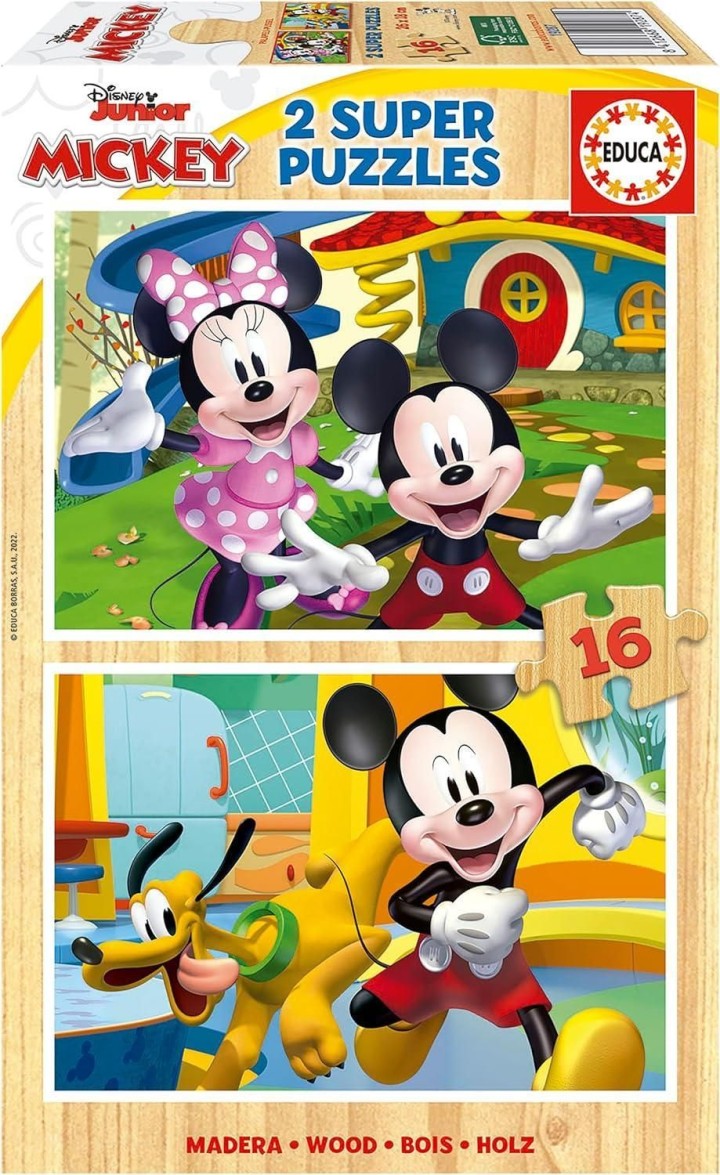 puzzle educa mickey 2x16 pz. madera 19287