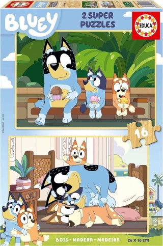 puzzle educa bluey 2x16 pz.  madera 19406