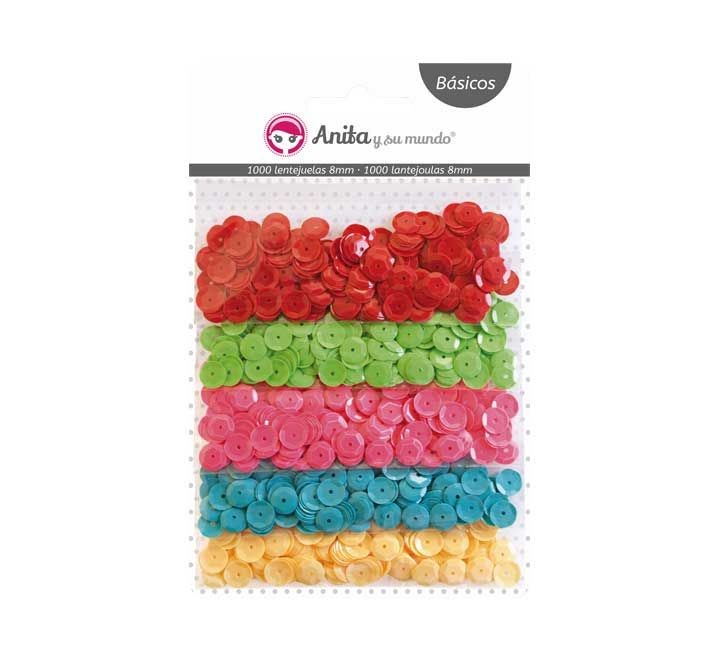 bl. 1000 lentejuelas anita 8mm col. vivos
