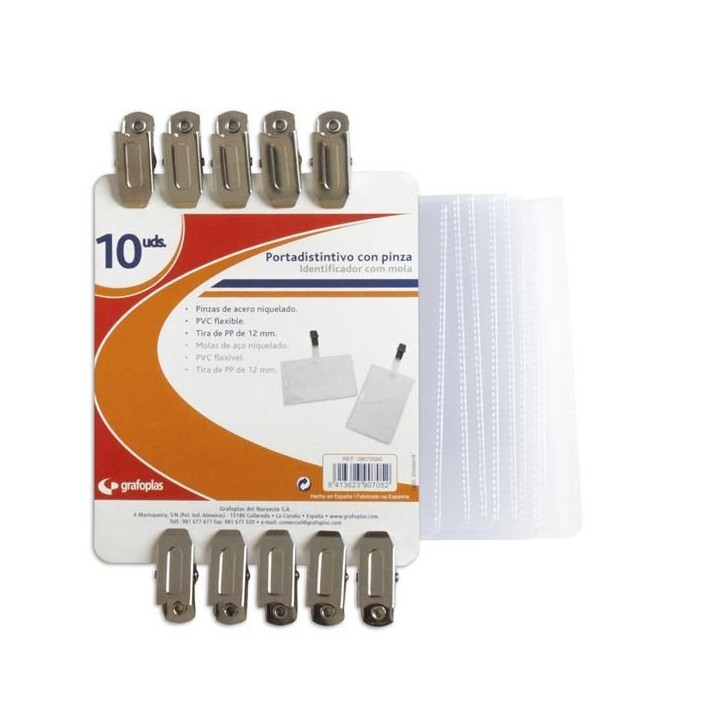 paq.10 portadistintivos+pinzas grafoplas  09072000