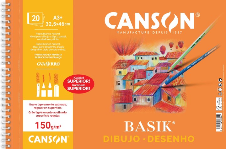 bloc 20h canson basik 150g a3+ microp. liso
