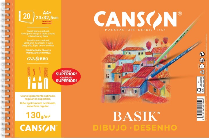 bloc 20h canson basik 130g a4+ microperf