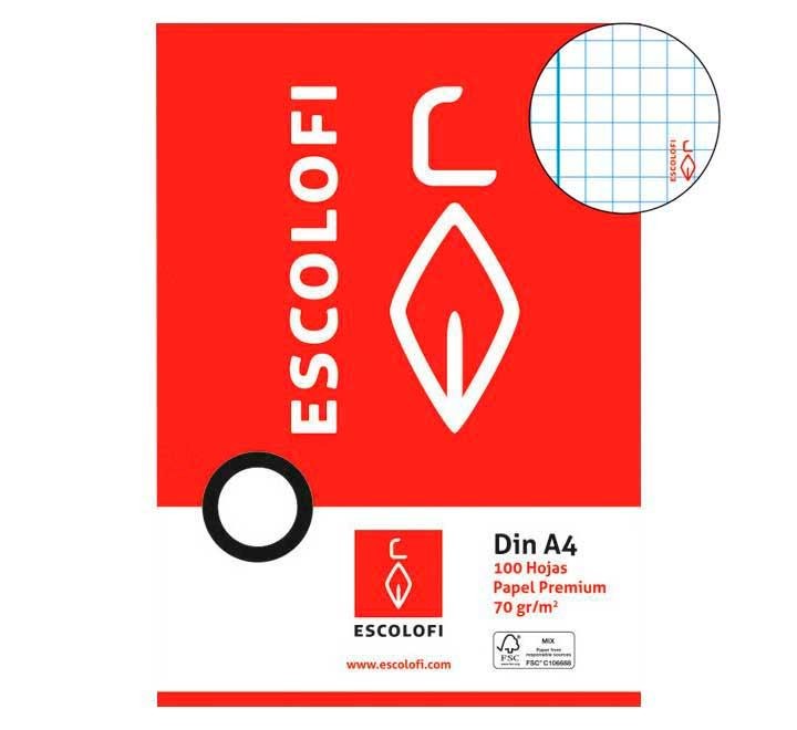 recambio 100h escolofi a4 70gr 4x4 mg pack: 25 unidades