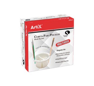 cubo redondo artix limpia pinceles 13cm blanco