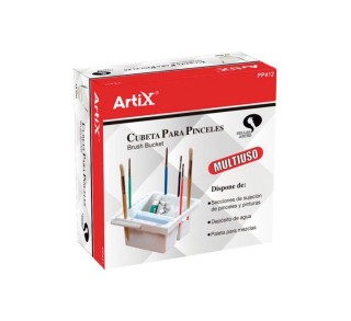 cubo cuadrado artix limpia pinceles 13cm blanco