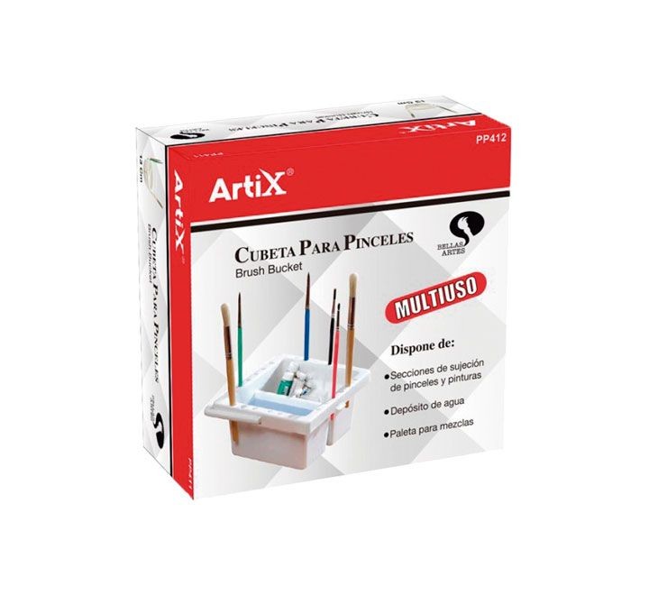 cubo cuadrado artix limpia pinceles 13cm blanco