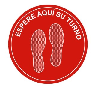 (obsoleto) vinilo 40cm espere aqui  huellas