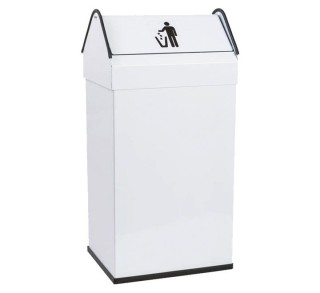 papelera metalica tapa basculante blanca 40l