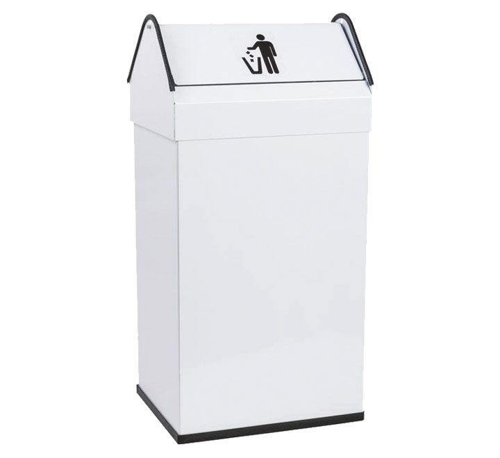 papelera metalica tapa basculante blanca 40l