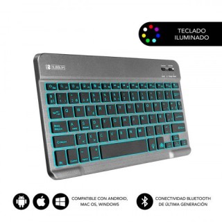 subblim teclado retroiluminado bluetooth smart backlit bt keyboard grey