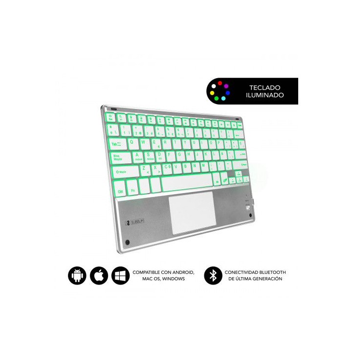 subblim teclado bluetooth smart backlit bt keyboard touchpad silver