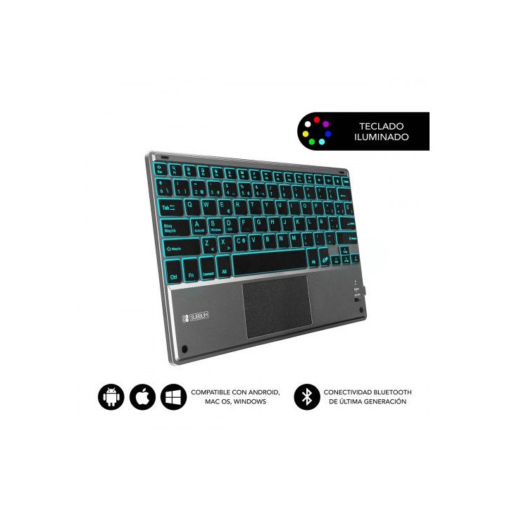 subblim teclado bluetooth smart backlit bt keyboard touchpad grey