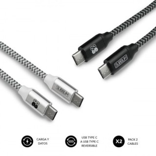 subblim pack 2 cables usb tipo usb-c a usb-c 1 m black/silver