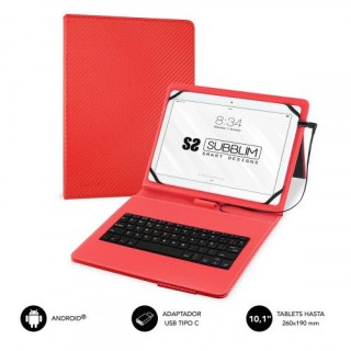subblim funda con teclado micro usb - usb c keytab pro usb 10,1 red