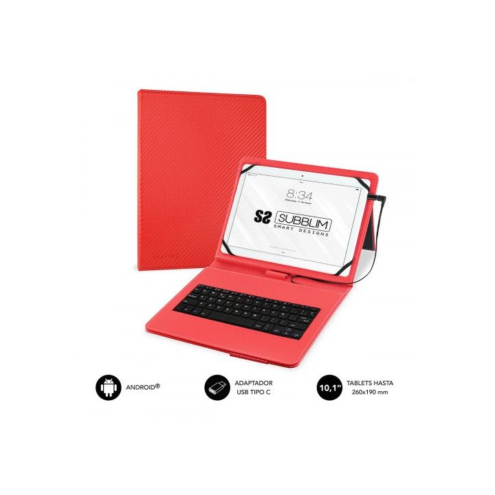 subblim funda con teclado micro usb - usb c keytab pro usb 10,1 red