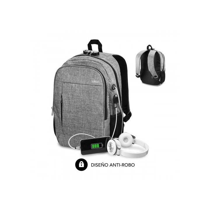 subblim mochila para portatil urban lock backpack 16 grey