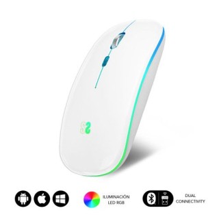 raton optico inalambrico 2.4g y bt rgb led dual flat mouse white
