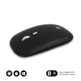 subblim raton optico inalambrico 2.4g y bluetooth dual flat mouse recargable negro