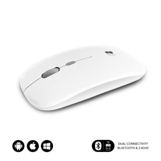 subblim raton optico inalambrico 2.4g y bluetooth dual flat mouse recargable blanco